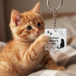 Personalized Black Cat Keychain Schlüsselanhänger