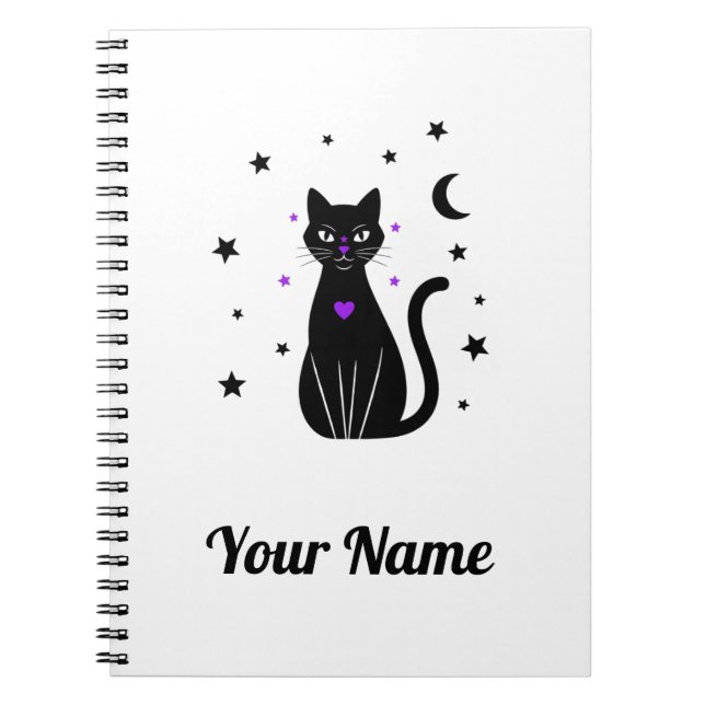 Personalized Black Cat Notebook Notizblock (Vorderseite)