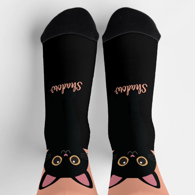 Personalized Black Cat Socks - Gift For Cat lovers Socken (Oben)