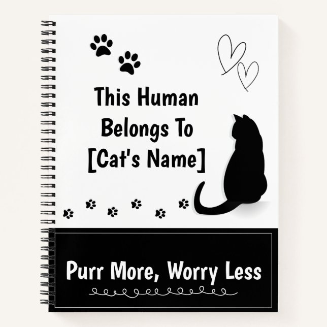 Personalized Black Cat Spiral Notebook Notizbuch (Vorderseite)