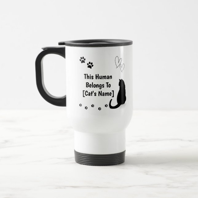 Personalized Black Cat Travel Mug Reisebecher (Links)