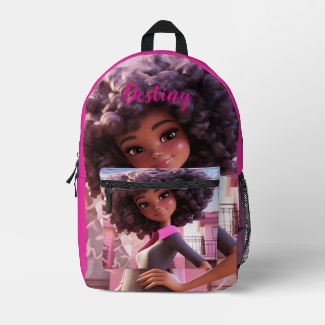 Personalized Black doll  Bedruckter Rucksack (Vorderseite)