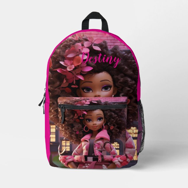 Personalized Black doll  Bedruckter Rucksack (Vorderseite)