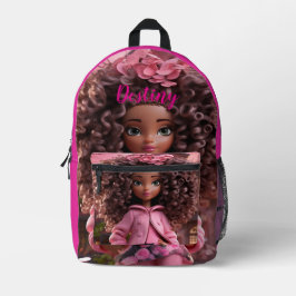 Personalized Black doll  Bedruckter Rucksack