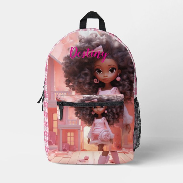 Personalized Black doll plaid  Bedruckter Rucksack (Vorderseite)