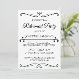 Personalized black elegant retirement party  einladung