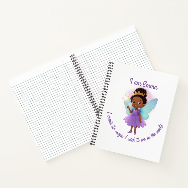 Personalized Black Fairy Girl Notebook Notizbuch (Innenseite)