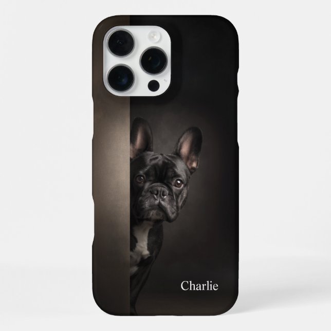 Personalized Black Frenchie Portrait iPhone Hülle (Rückseite)