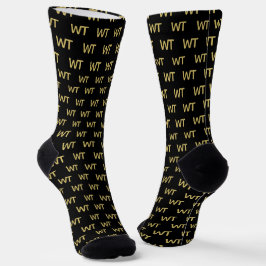 Personalized Black Gold Initials Logo  Socken