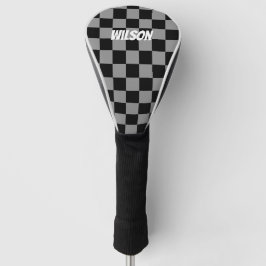Personalized  black &gray checkered monogram name golf headcover