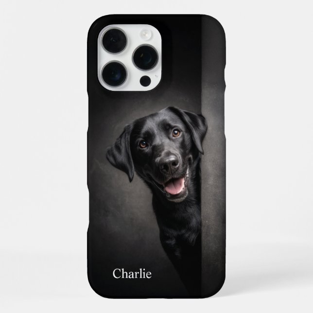 Personalized Black Lab Portrait iPhone Hülle (Rückseite)