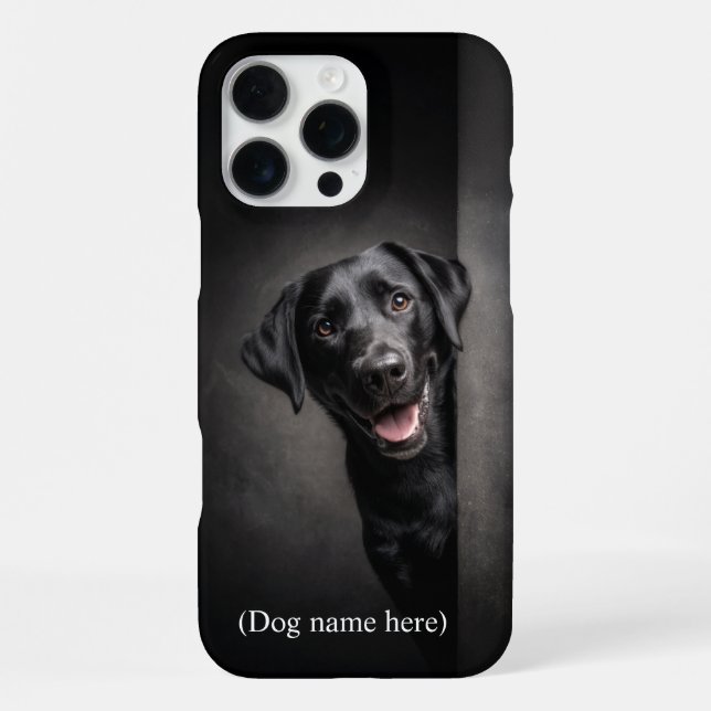 Personalized Black Lab Portrait iPhone Hülle (Rückseite)