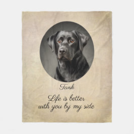 Personalized Black Labrador by My Side Fleecedecke