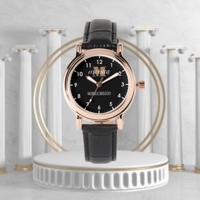 Personalized Black Modern Initial Name Armbanduhr (Von Creator hochgeladen)