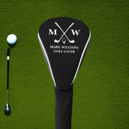 Personalized Black Monogram Name Golf Lover Black Headcover