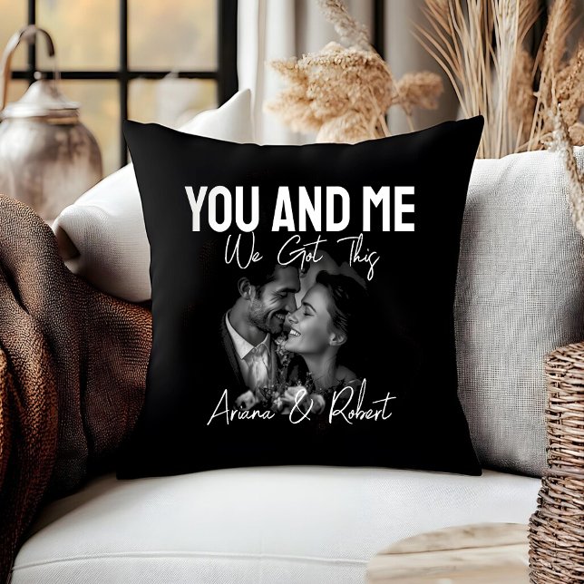 Personalized Black Photo Couple 'You and Me'  Kissen (Von Creator hochgeladen)