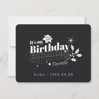 Personalized Black Quote Floral December Birthday Einladung