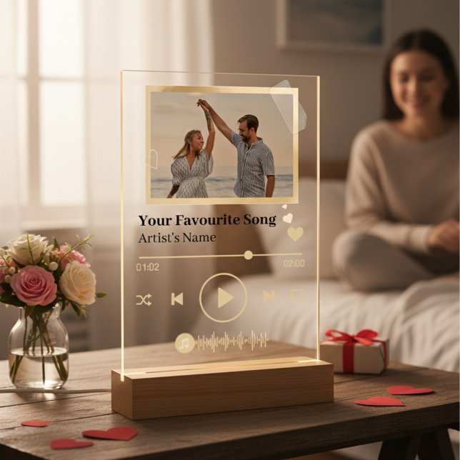 Personalized Black Spotify Music Photo Plaque  Acrylschild (Personalized Song Code Romantic LED Night Light Acrylic Sign)