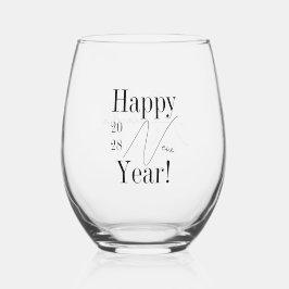 Personalized Black Typography New Year's Eve Party Weinglas Ohne Stiel