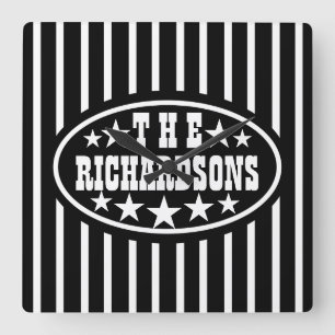 Personalized Black Vintage Carnival Quadratische Wanduhr