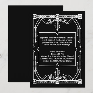 Personalized Black Wedding Invitation Card Einladung