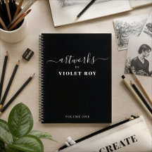 Personalized Black White Artist Sketchbook Noteboo