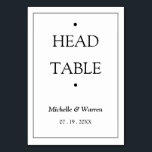 Personalized Black & White Head Tischnummer<br><div class="desc">Personalized Minimalist Black & White Head Table Carfd</div>