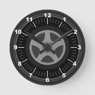 Personalized Blacked Out Tire and Rim Runde Wanduhr