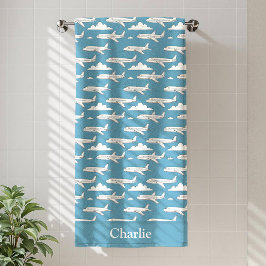 Personalized Blue Airplane Kids Badehandtuch