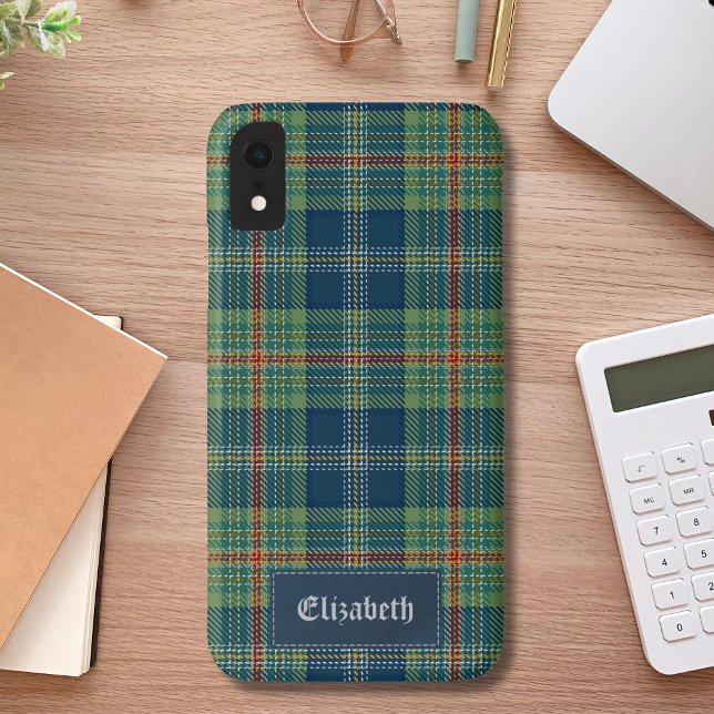Personalized Blue and Green Tartan Pattern Case-Mate iPhone Hülle (Von Creator hochgeladen)
