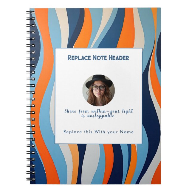 Personalized Blue and Orange Wave Patterned  Notizblock (Vorderseite)