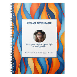 Personalized Blue and Orange Wave Patterned  Notizblock