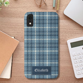 Personalized Blue and White Tartan Plaid Pattern Case-Mate iPhone Hülle