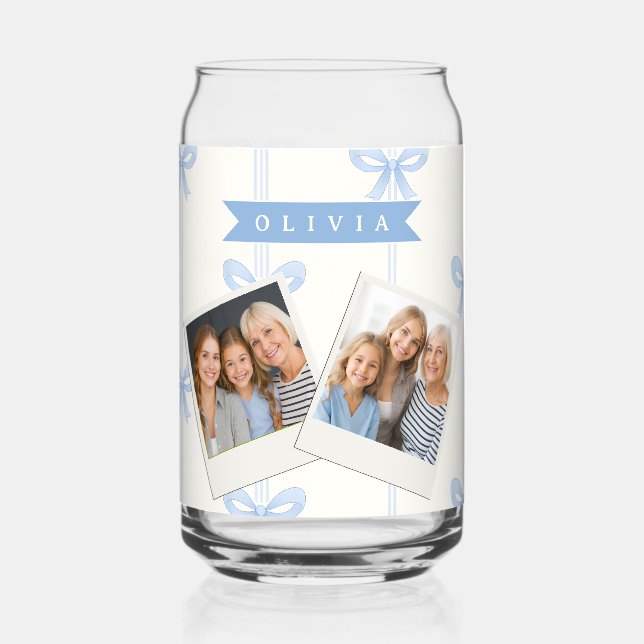 Personalized Blue Bow Coquette Name Aesthetic Dosenglas (Vorderseite)