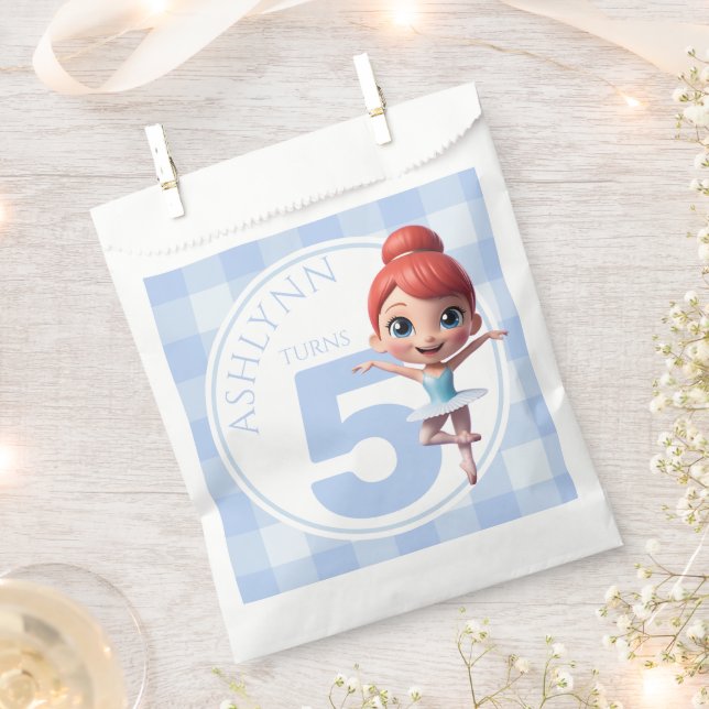 Personalized Blue Cute Tutu Ballerina Dance Party Geschenktütchen (Ausgeschnitten)