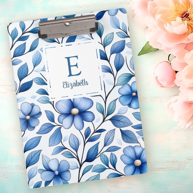 Personalized Blue Floral Clipboard Klemmbrett (Von Creator hochgeladen)