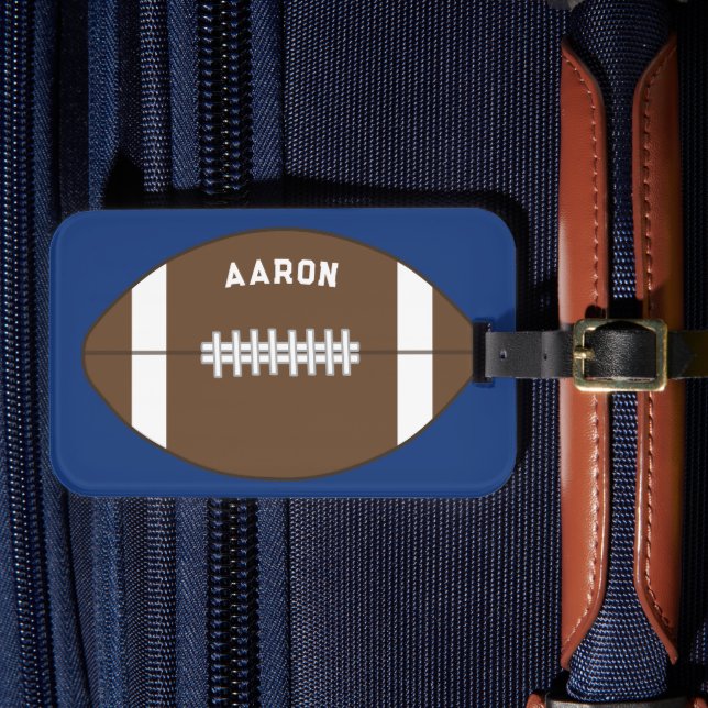 Personalized Blue Football Luggage Tag Gift Gepäckanhänger (Vorderseite Insitu 4)