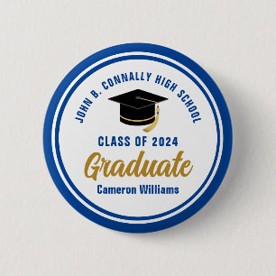 Personalized Blue Graduate 2023 Graduation Party Button