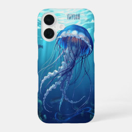 Personalized Blue Jellyfish Ocean iPhone 16 Hülle