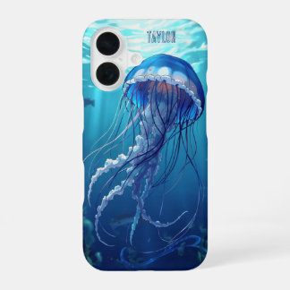 Personalized Blue Jellyfish Ocean iPhone 16 Hülle