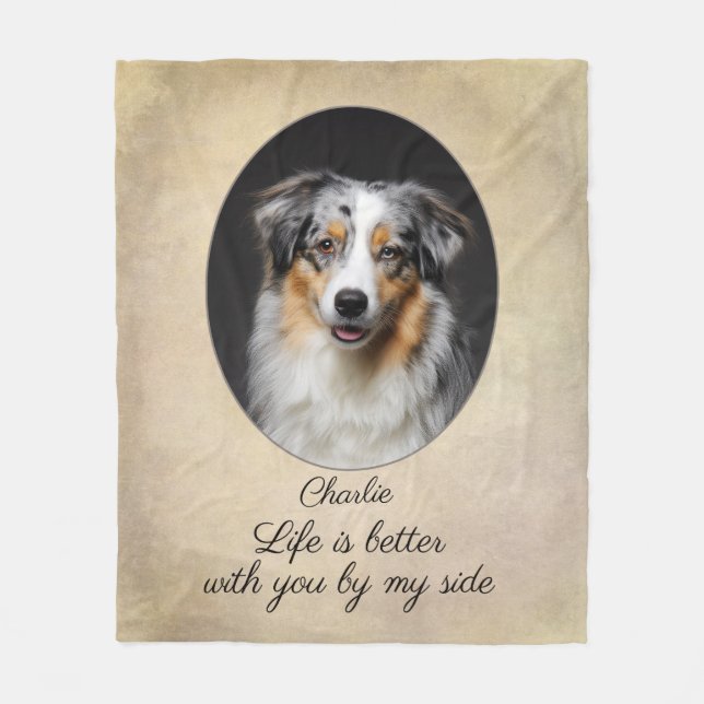 Personalized Blue Merle Aussie by My Side Fleecedecke (Vorderseite)