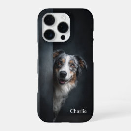 Personalized Blue Merle Aussie Portrait iPhone 16 Pro Hülle
