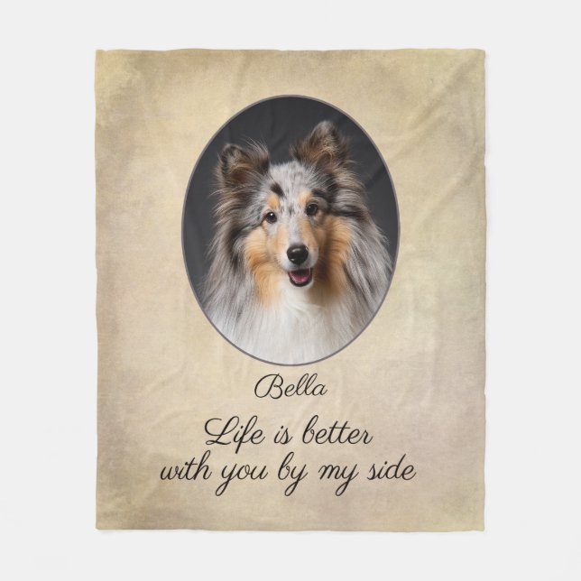 Personalized Blue Merle Sheltie Love Fleece Blanke (Vorderseite)