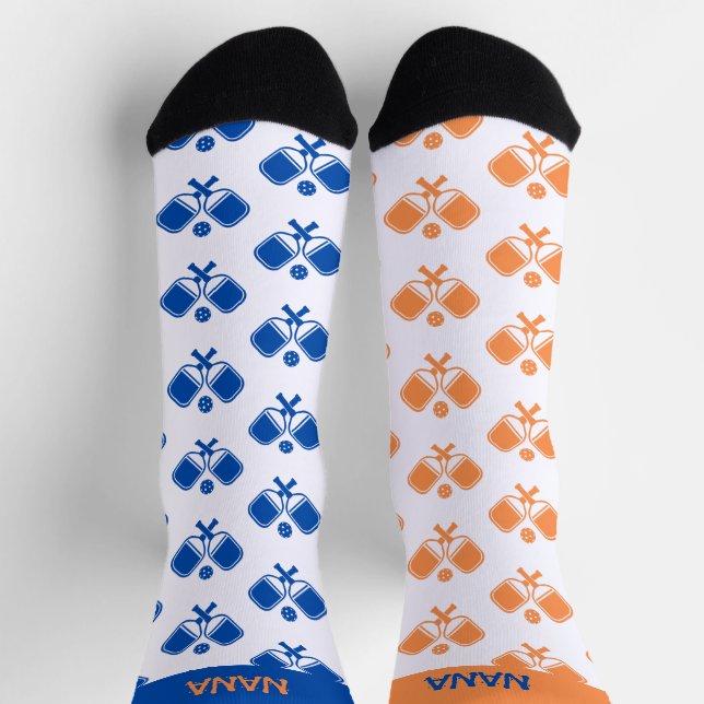 Personalized Blue Orange Odd Pickleball Socks Socken (Oben)