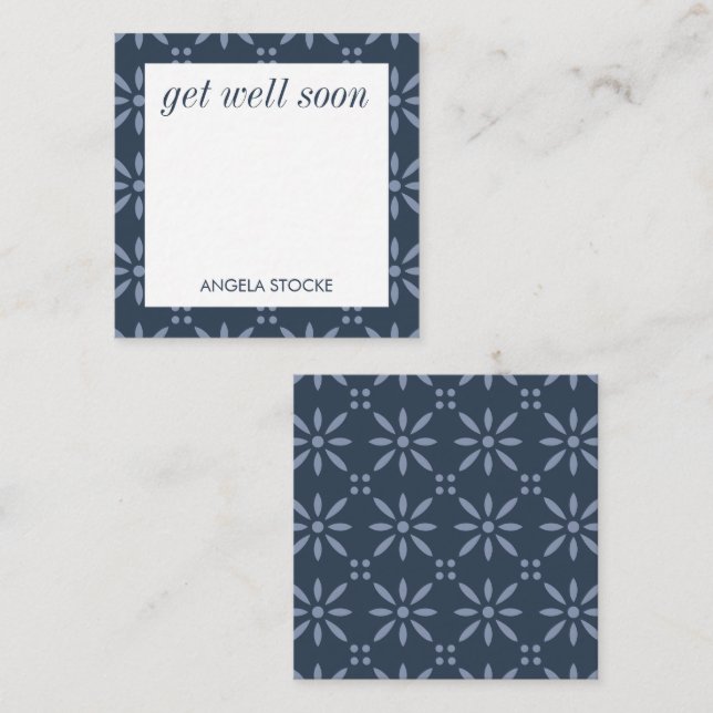 Personalized Blue Retro Flower Mitteilungskarte (Vorne/Hinten)