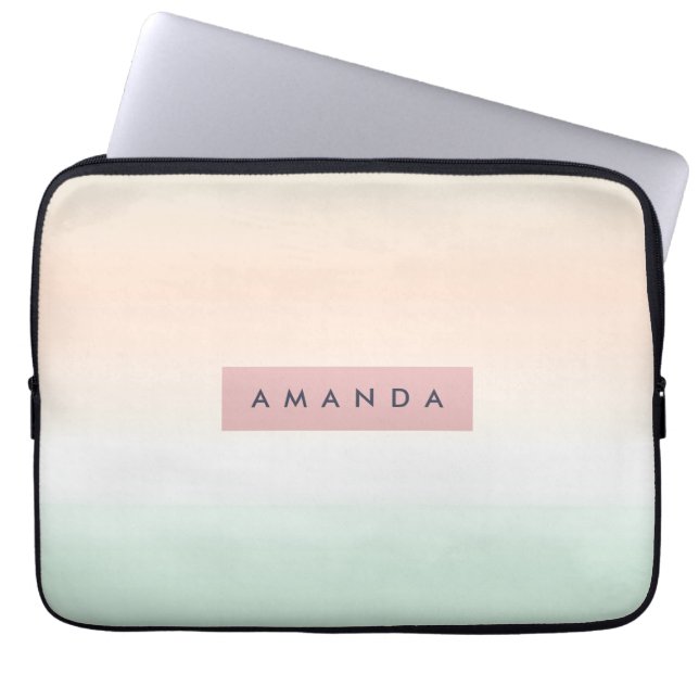 Personalized Blush and Mint Pastel Ombre  Laptopschutzhülle (Vorderseite)