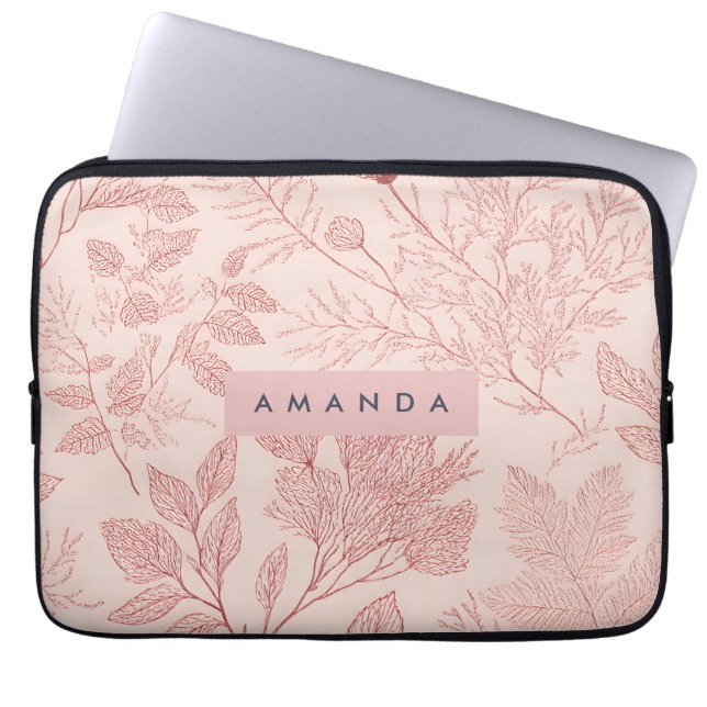 Personalized Blush Botanical Floral Design Laptopschutzhülle (Vorderseite)