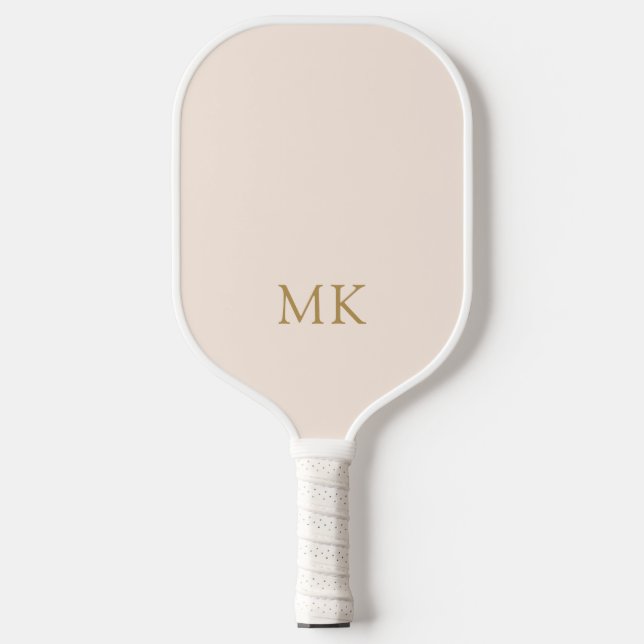 Personalized Blush Pink Gold Monogram Initials Pickleball Schläger (Vorderseite)