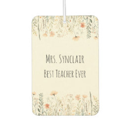 Personalized Blush Wildflower Teacher Thank You Autolufterfrischer