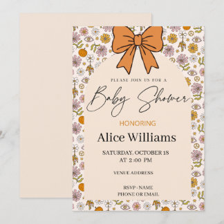 Personalized Boho Floral Bow Baby Shower Invite Einladung